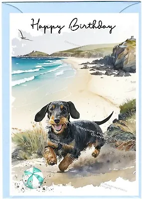 Dachshund Wire Haired Dog Birthday Card (4 X 6 ) - Blank Inside - By Starprint • £3.85