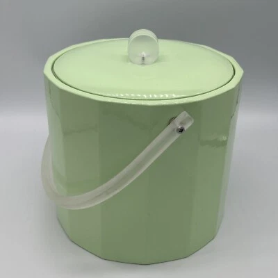 $34 • Buy Vintage Georges Briard Ice Bucket Mint Green Hollywood Regency Plastic Vinyl 80s