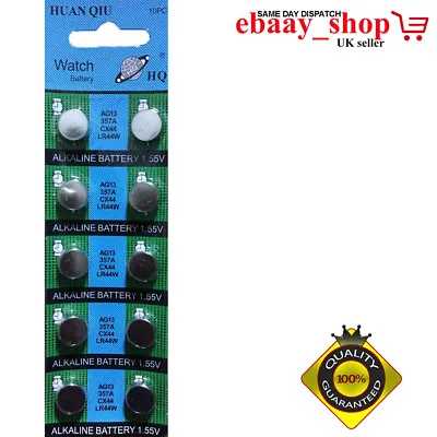 100 X Ag13 Lr44 Sr44 L1154 357 A76 Alkaline Batteries Button Cells Camera Watch • £5.99