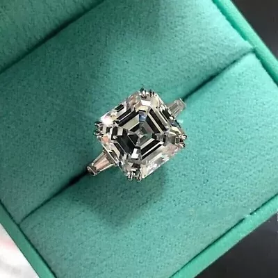 2Ct Asscher Cut Lab Created Diamond Women Engagement 14K White Gold Finish Ring • $67.90