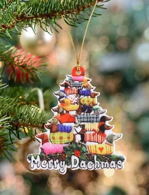  Christmas Merry Dashmas Dachshund Dogs Cute Acrylic Ornament 2D • $14.25