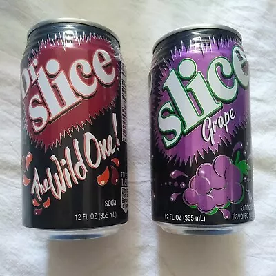 2 Vintage VERY RARE Slice Soda Pop CANS - GRAPE - WILD ONE -  ALUMINUM - PEPSICO • $44.99