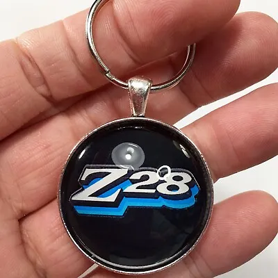 Vintage Chevy Camaro Z28 Blue & Silver Fender Emblem Decal Keychain 2nd Gen • $12.95