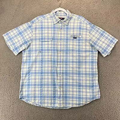 Vineyard Vines Size XL Blue Plaid Performance Harbor Vented Fishing Shirt Mens • $14.94