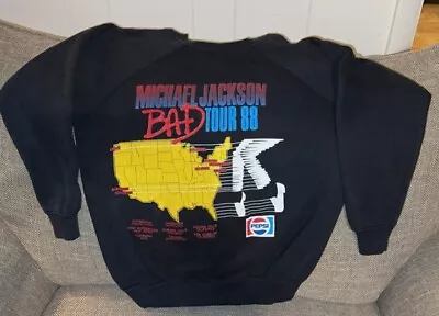 Vintage Michael Jackson Sweatshirt MED/LG  1988 Bad Tour 88 Rare Vtg MJ HTF • $229