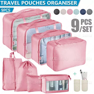 8/9PCS Travel Luggage Organiser Set Suitcase Storage Bags Clothing Packing Cubes • $5.99