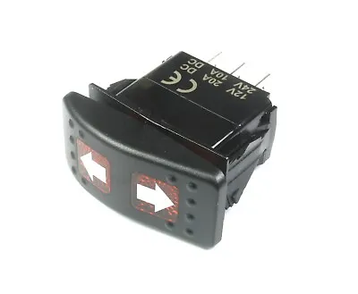 RED Illuminated SPDT Rocker Switch MOMENTARY ON/OFF/ON  20A 12v 4pins W/Arrows  • $11.75