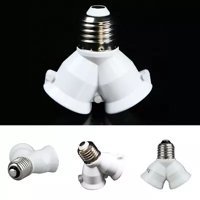 Durable E27 Lamp Socket Splitter Adapter With 2x E27 Bulb Base Stand Holder • £4.92