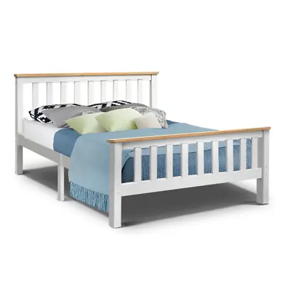 $223 • Buy Artiss Double Full Size Wooden Bed Frame PONY Timber Mattress Base Bedroom Kids