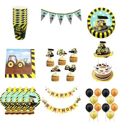 $9.49 • Buy Party Decorations Disposable Tableware Kids Party Construction Tractor Theme