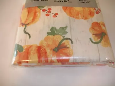 New Vinyl Fall Harvest Pumpkin Berries Kitchen Tablecloth Dining Cloth 52  X 70  • $15.49