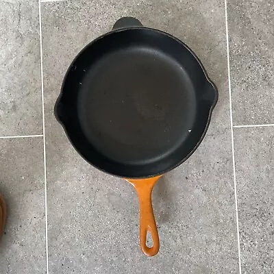 LE CREUSET Volcanic Orange Cast Iron Skillet / Omelette Pan 20cm / 8 Inch • £29