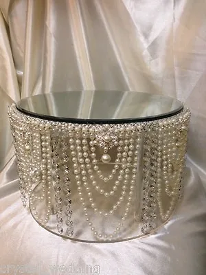  Vintage Pearl & Crystal Cake Stand For Wedding Cakes Gold Or Silver Tone Option • £66.83