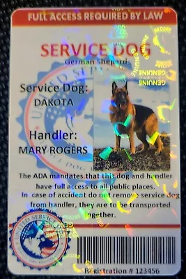 $13.97 • Buy Service Or Emotional Support Dog Handler ID Card With Hologram And Lanyard