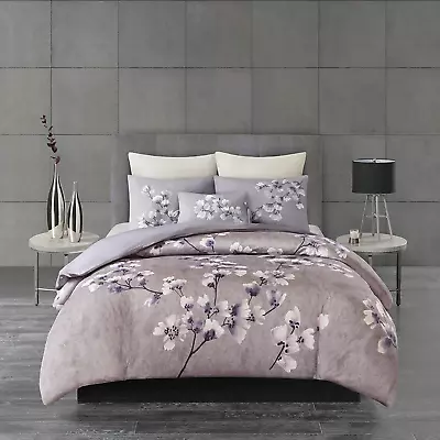 Sakura Cotton Comforter Reversible Solid Cherry-Blossom Flower Floral Print Embr • $199.16