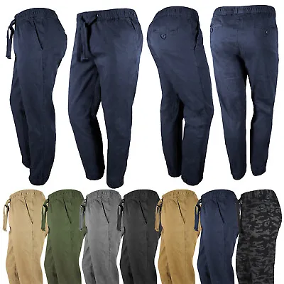 Chino Jogger Pants Mens Elastic STRETCH FLEX Twill Work School Uniform Slim Fit • $23.95