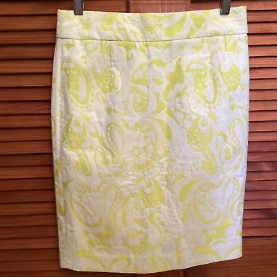 J CREW Neon Green & White Embossed Print Pencil Skirt NWT Size 2 • $18