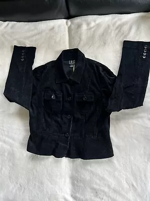 INC International Concepts Womens Black Button Down/Cuff Corduroy Jacket Size XL • $35