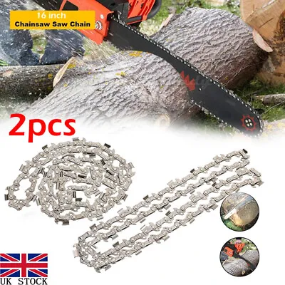 2PCS 16Inch Chainsaw Saw Chain Blade Pitch 0.050 Gauge 3/8  LP 56 Drive Links / • £7.29