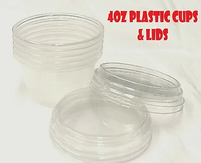 Clear Plastic Sauce Cups Lids 4oz Pots Round Container Deli Chutney Quality • £5.99