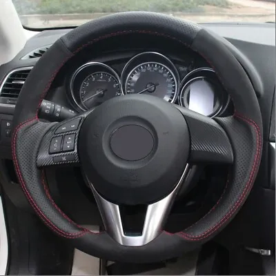 Black Suede Leather Car Steering Wheel Cover For Mazda 3 Axela 2013-2016 Mazda 6 • $64.19