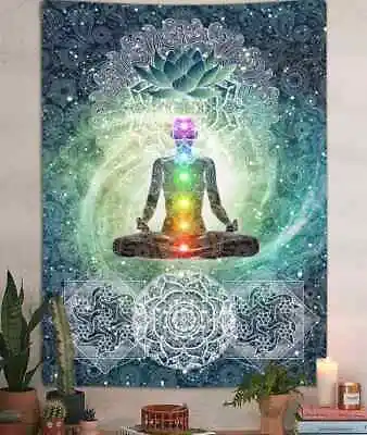 Chakra Meditation Wall Art Extra Large Tapestry Wall Hanging Fabric Poster Yoga • £10.79