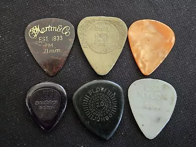 Lot Of (6) Vintage Guitar Pick Music Collectible MARTIN DUFFY STUBBY DUNLOP FLOW • $9.99