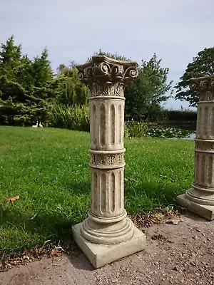 Stone Garden Corinthian Column Stand Pedestal Scroll Plinth Ornament • £152