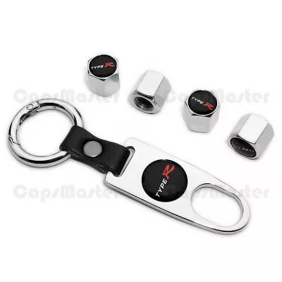 Car Wheels Tire Valve Dust Stem Air Cap Cover + Keychain Ring Fit Type R Gift • $9.99