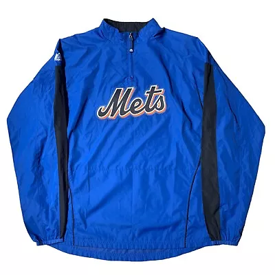 MLB Majestic Blue Men’s Windbreaker Jacket New York Mets 1/4 Zip XL • $34.95