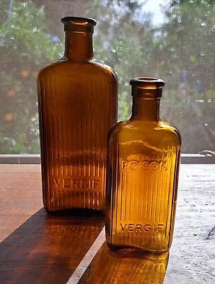 Lot Of 2 Brown South African Glass Vergif  Poison Bottles 1900-1950's • $20