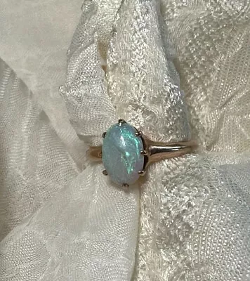 Vintage Opal Ring In 10K Yellow Gold Beautiful Classic Oval Cut • $349.99