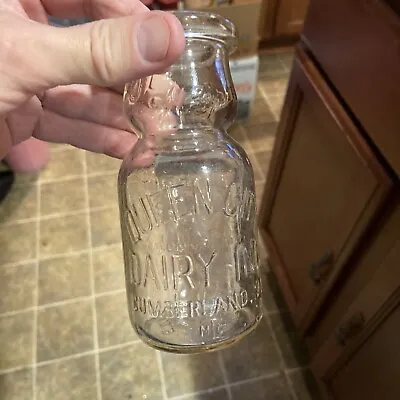 Rare Queen City Dairy Embossed Half Pint Milk Bottle Cumberland Maryland MD • $19.99