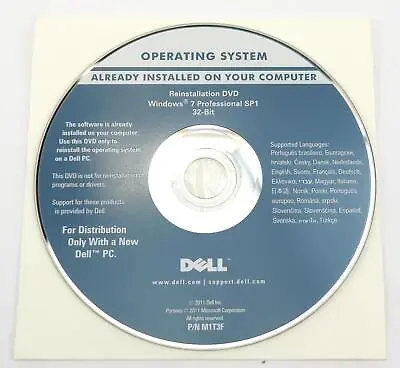 $9.67 • Buy Dell Reinstallation/Recovery DVD Windows 7 Pro SP1 32-Bit - German + Multilingual