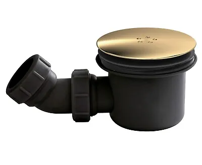 Resin Shower Tray Mega Flow Waste - Black With Brushed Brass Top • £13.95