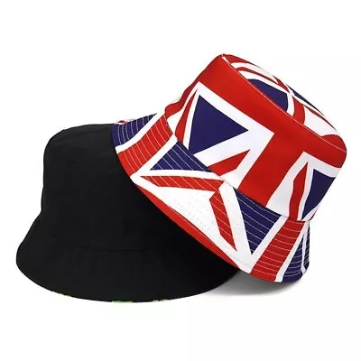 Union Jack Unisex Reversible Bucket Hat Queen's Jubilee British Hats Women & Man • £5.99