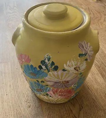 RANSBURG YELLOW COOKIE JAR HAND PAINTED LARGE 9 Inches MADE IN USA Vintage 1930s • $25.50