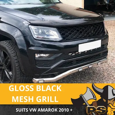 Front Mesh Grill Gloss Black To Suit Volkswagen Amarok 2010 - 2022 VW Grille • $279