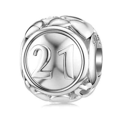 21st Birthday Bead Charm For European Charm Bracelet S925 Sterling Silver • £8.99