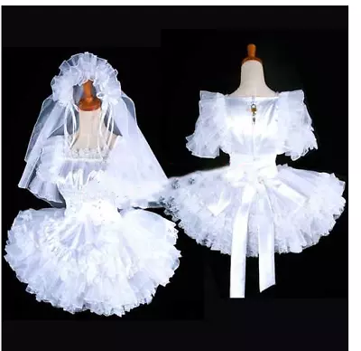 Lockable Satin Sissy Maid Wedding Dress • $23.99