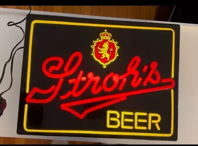 Vintage Stroh's Beer Advertising Lighted Hanging Wall Sign Neon Like Detroit • $39.98
