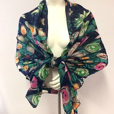 Abstract FLORAL WRAP Shawl Lightweight  SCARF MULTICOLOR 38X72 • $24.50