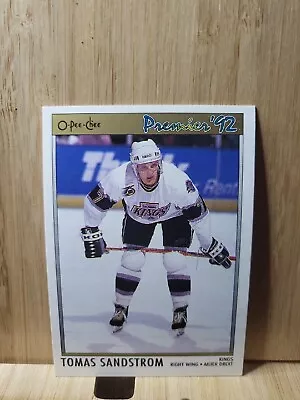 TOMAS SANDSTROM🏆O-PEE-CHEE Premier '92 #82 NHLPA Card🏆 FREE POST • $4