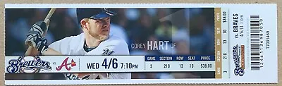 Milwaukee Brewers 4/6/11 MLB Ticket Stub Vs Atlanta Braves- Corey Hart • $6.95