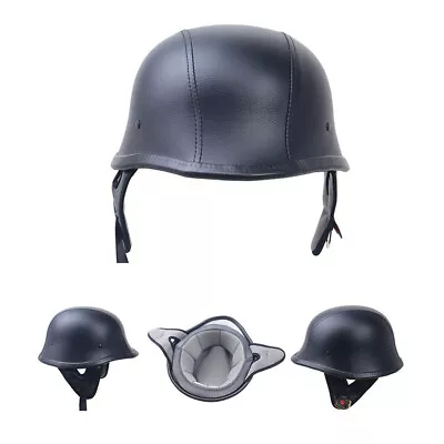 DOT German Style Motorcycle Half Helmet Leather Skull Cap Scooter Chopper Helmet • $117.91