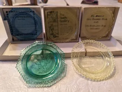 Vintage 5 Miniature Glass Collector Cup Plates Variety Of Colors & Makers • $25