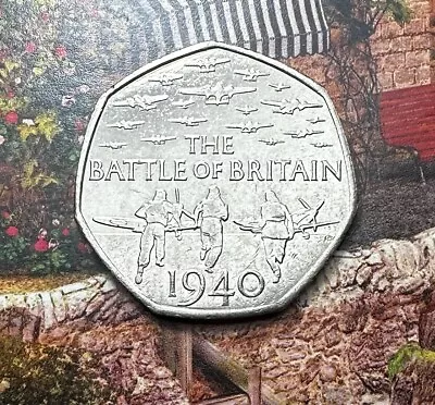 2015 50p BATTLE OF BRITAIN 1940 75th ANNIVERSARY FIFTY PENCE De-Circulated Coin • £2.49