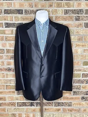 $120 • Buy Circle S Western Blazer 46R Black Shiny Arrow Sport Coat Jacket NWOT