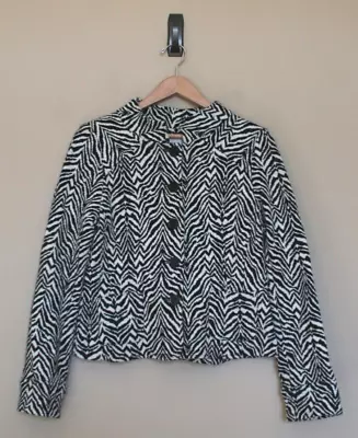 Eci New York Zebra Jacket Blazer Cropped Womens Size 10 • $10