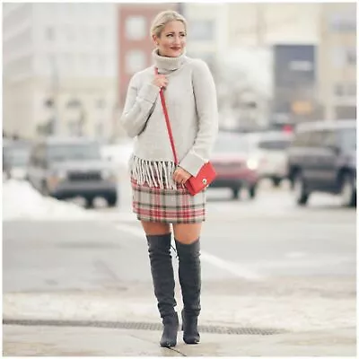 J. Crew Tartan Plaid City Mini Sidewalk Skirt Pull On 8 Wool Christmas Holiday • $89.99